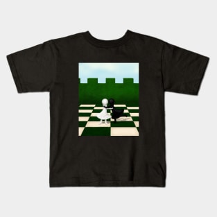 Best Mates Black & White Pawns Hugging on Chessboard Kids T-Shirt